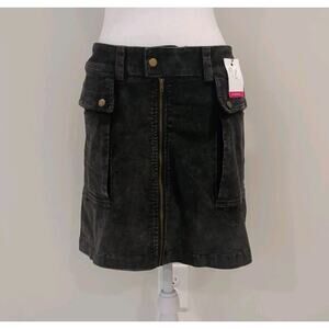 Oli & Hali Mineral Washed Black Corduroy Cargo Skirt Grunge Women's M Stretch